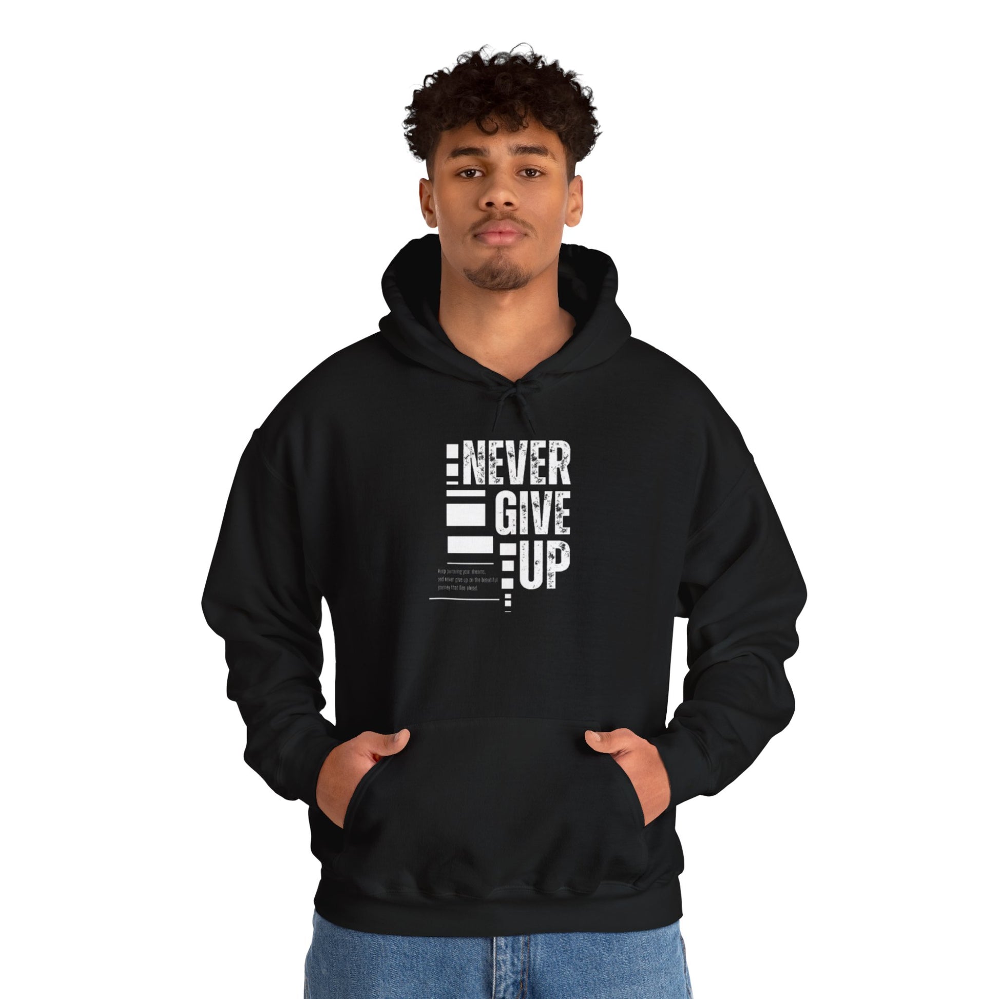 Motivational Hoodie | Unisex Never Give Up Sweatshirt for Daily Inspiration, Gifts, Fitness, Sports, Casual Wear
